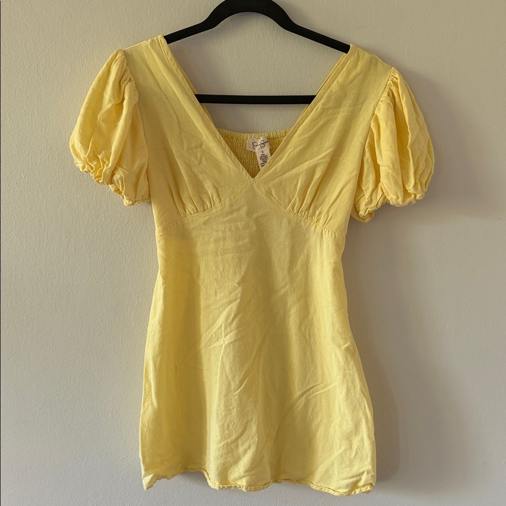 Yellow Puff Sleeve Blouse